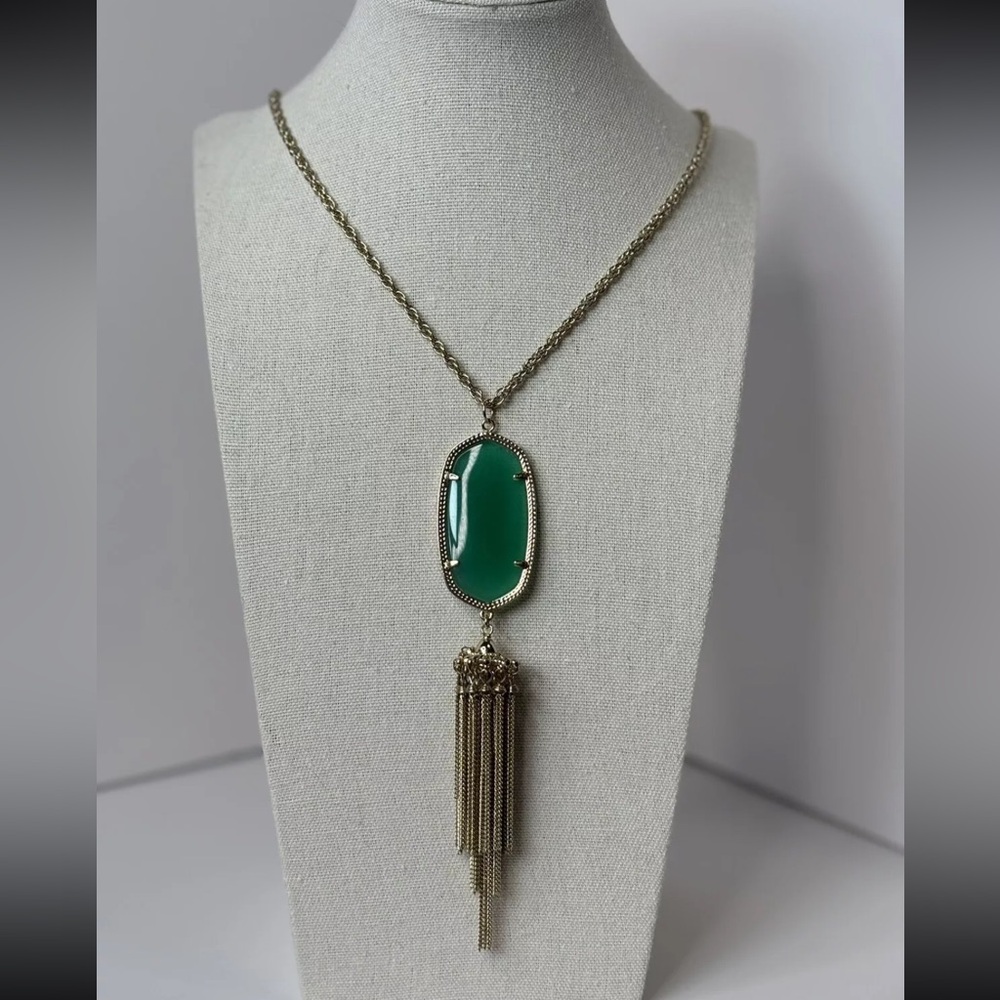 Kendra Scott 14K Plated Green Chalcedony “Rayne” Necklace